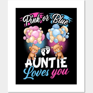 Bears Pink Or Blue Auntie Loves You Gender Reveal Posters and Art